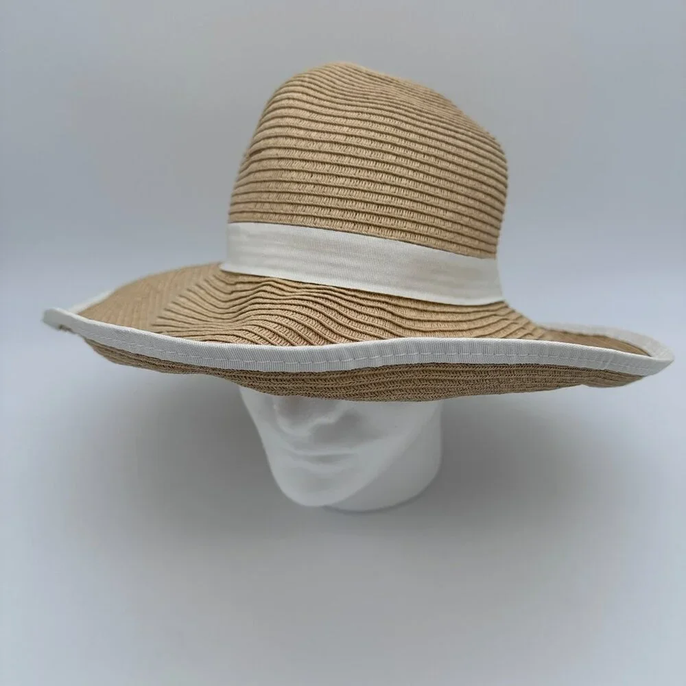 Panama Jack Women's Classic Paper Straw Open Back Floppy Sun Hat, OS, Tea‎ Beige
